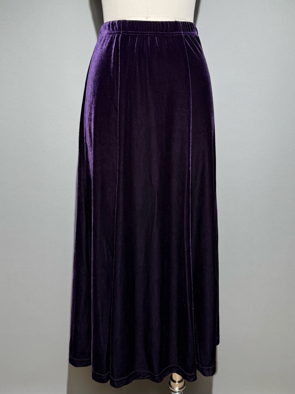 Vintage Coldwater Creek Purple Velvet Mid Length Skirt Petite Small